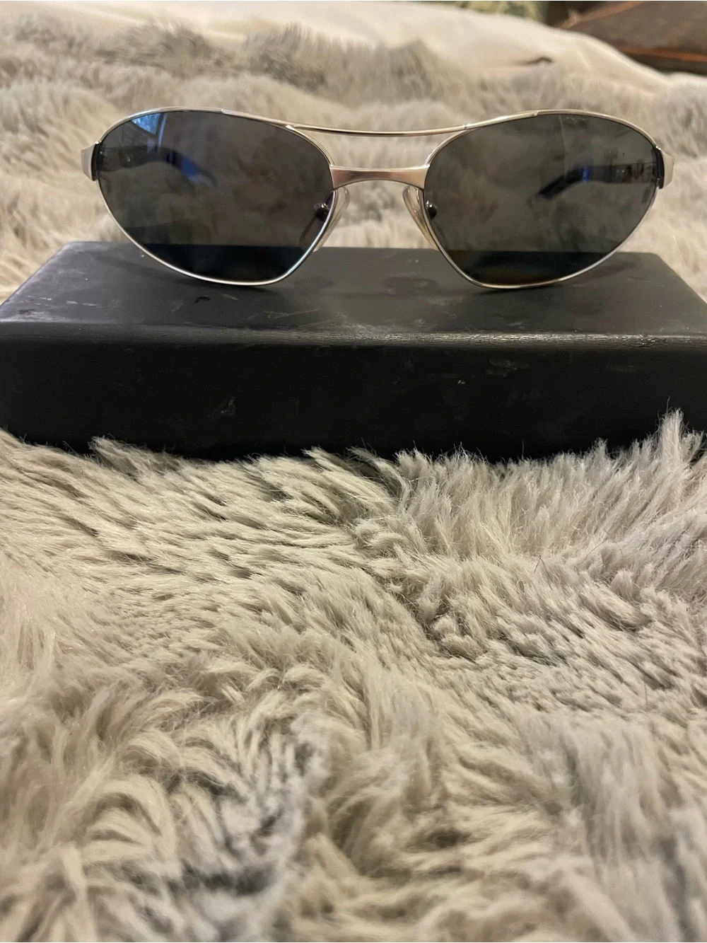 Vintage Cartier Women's Silver Frame Black Lens Aviator /Navigator Sunglasses